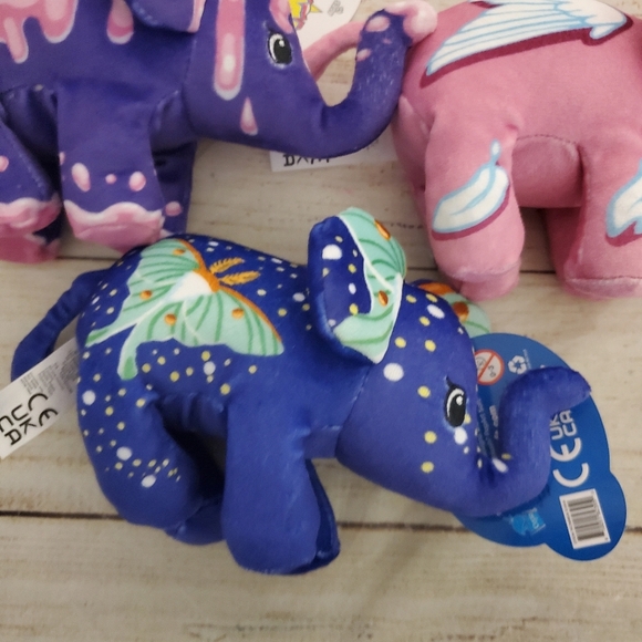 Lot of 3 NEW Pop Art Soft 7" Elephant Plush Gypsy, Angelphant, Dahli - Picture 4 of 9